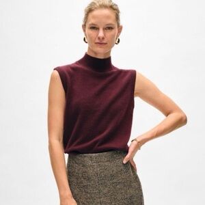 Charter Club 100% Cashmere Sleeveless Turtleneck Sweater Women’s M Burgundy